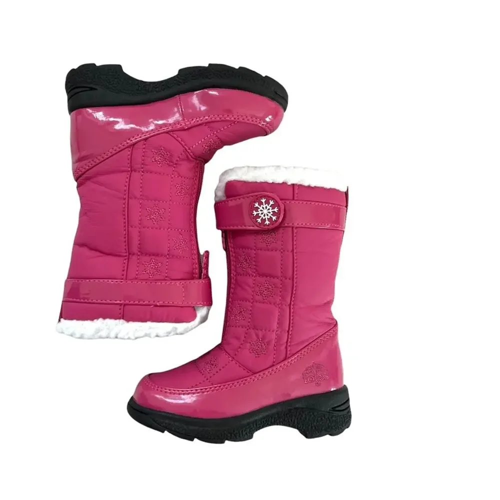 Totes Snow Boots Pink Quilted  Front Zip Faux Fur Winter Warm Boot Sz 7 Frozen